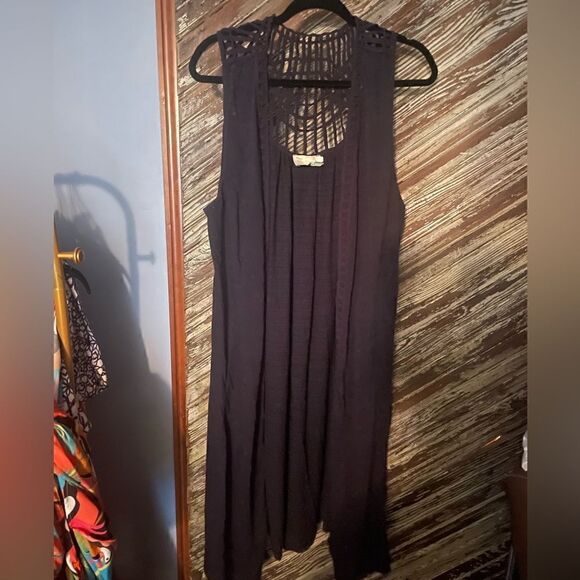 Saturday Sunday blue macrame duster best/cardigan - Picture 3 of 6